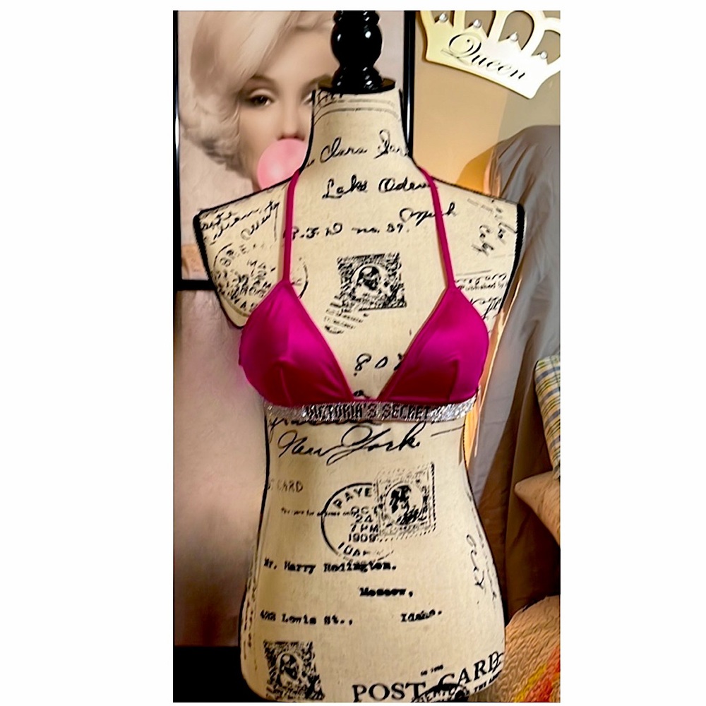 Victoria Secret Wicked Rose Pink Shine Strap Triangle Bikini Top